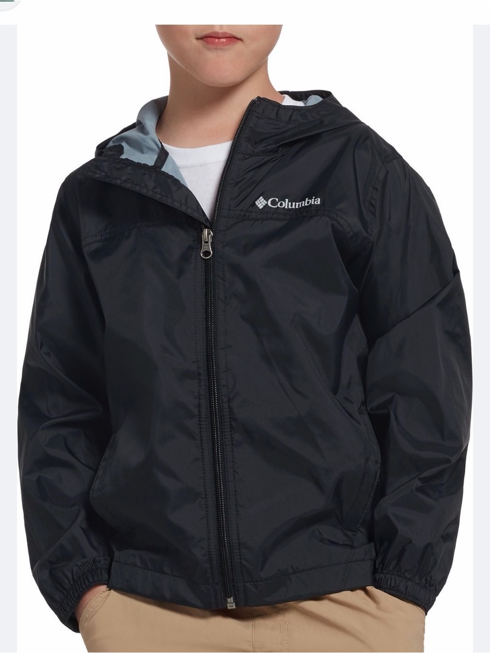 Columbia Kids Black Hooded Windbreaker/Rain Jacket, Boy’s Small - closet staple